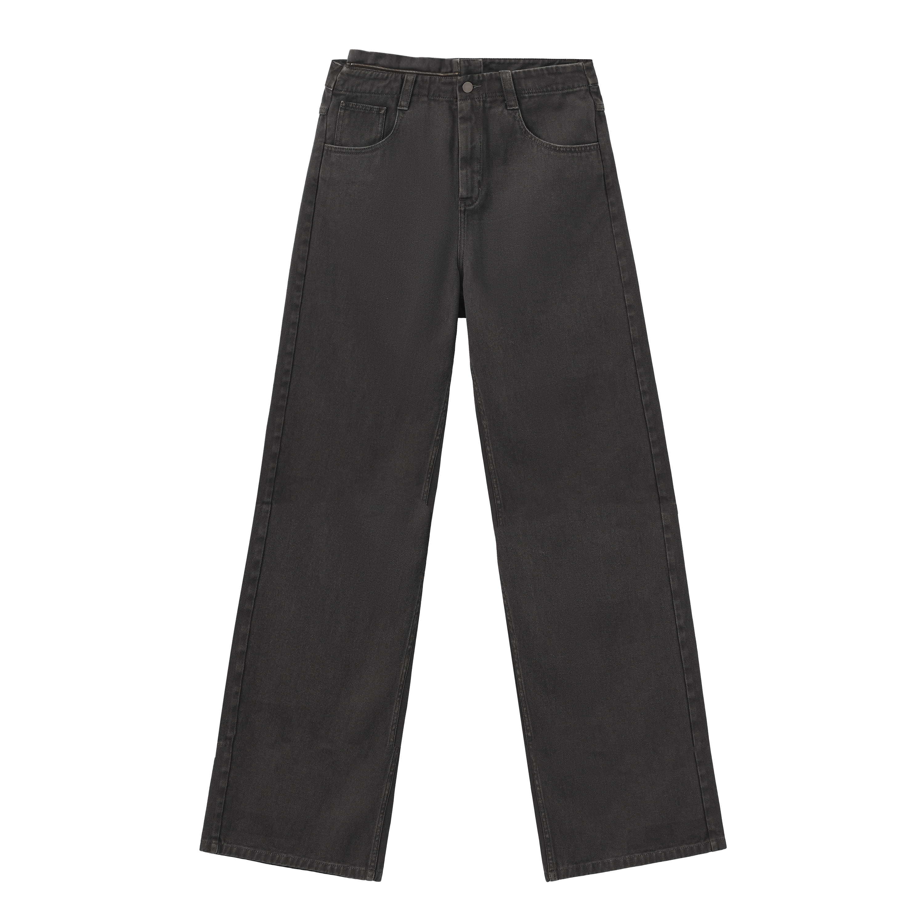 Paneled Jeans With Metal Zipper Waist