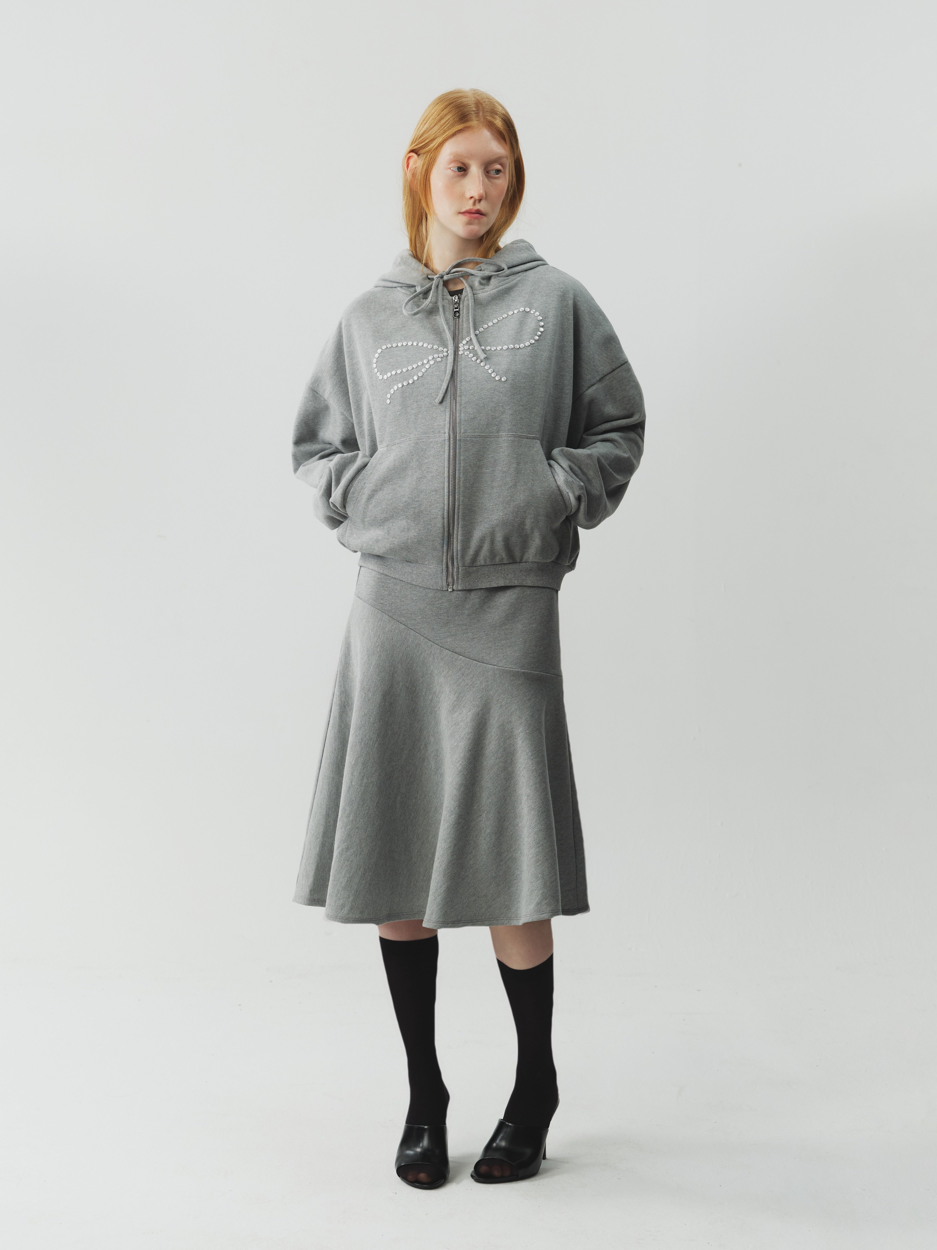Gray Asymmetrical Cut Skirt