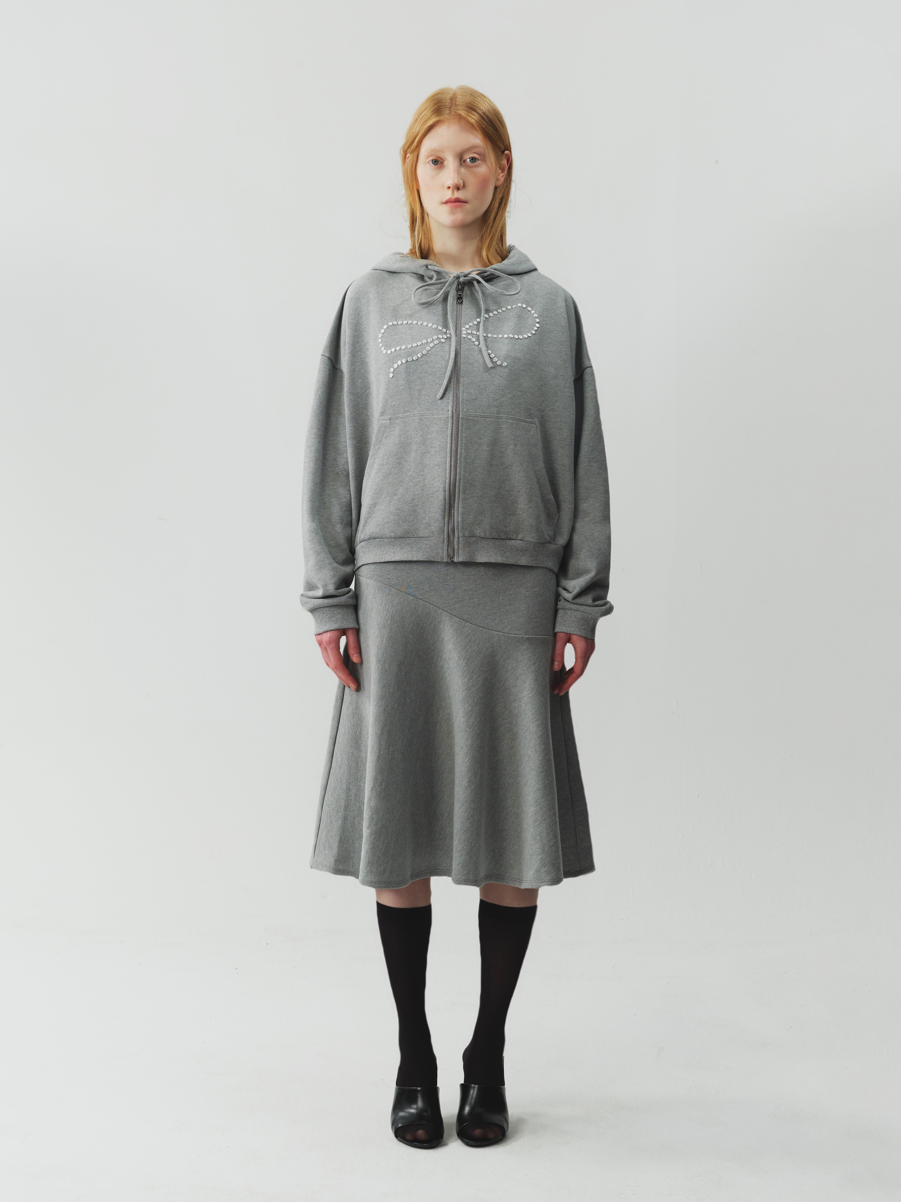 Gray Asymmetrical Cut Skirt