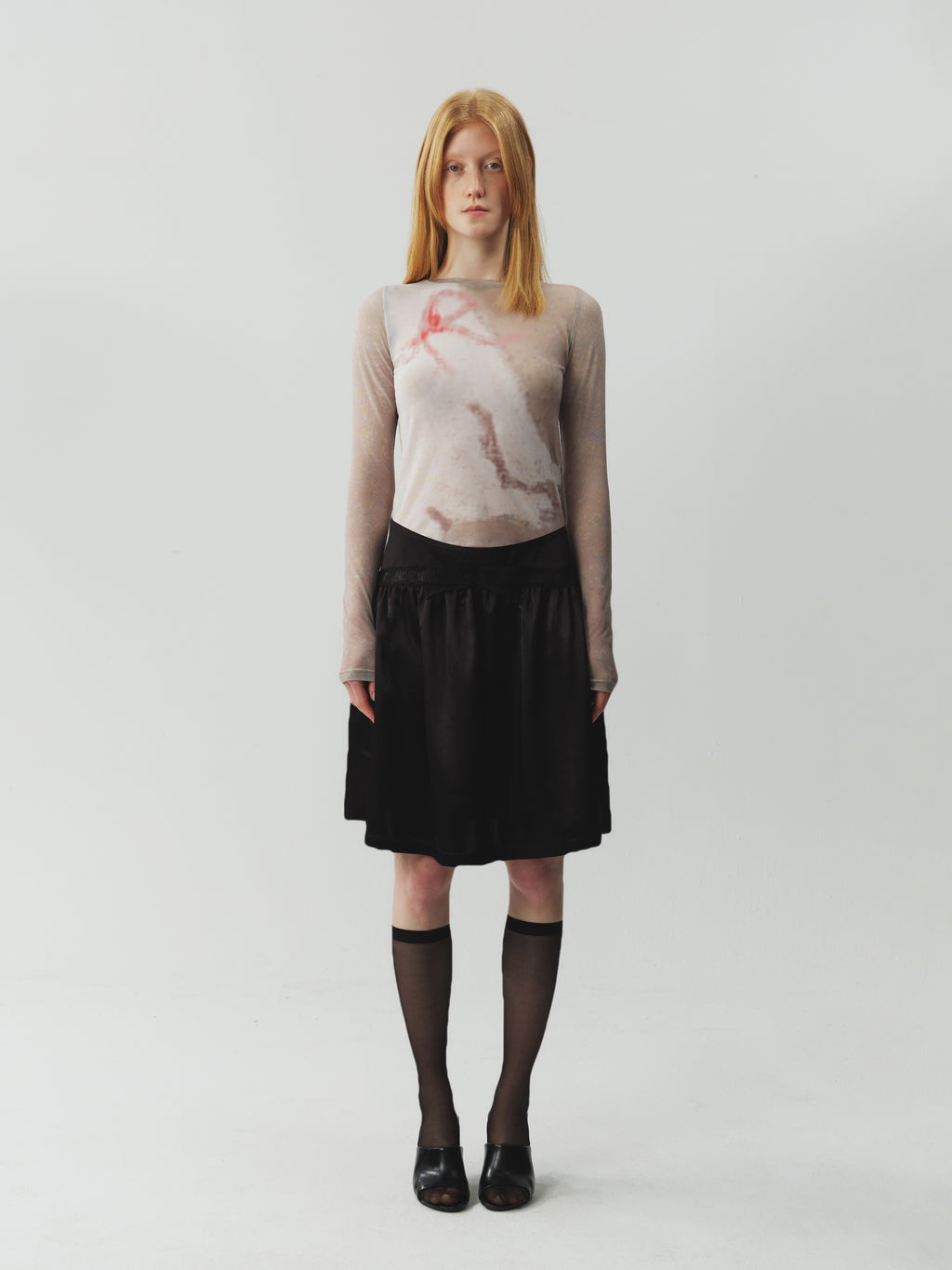 Printed Stretch Mesh Top