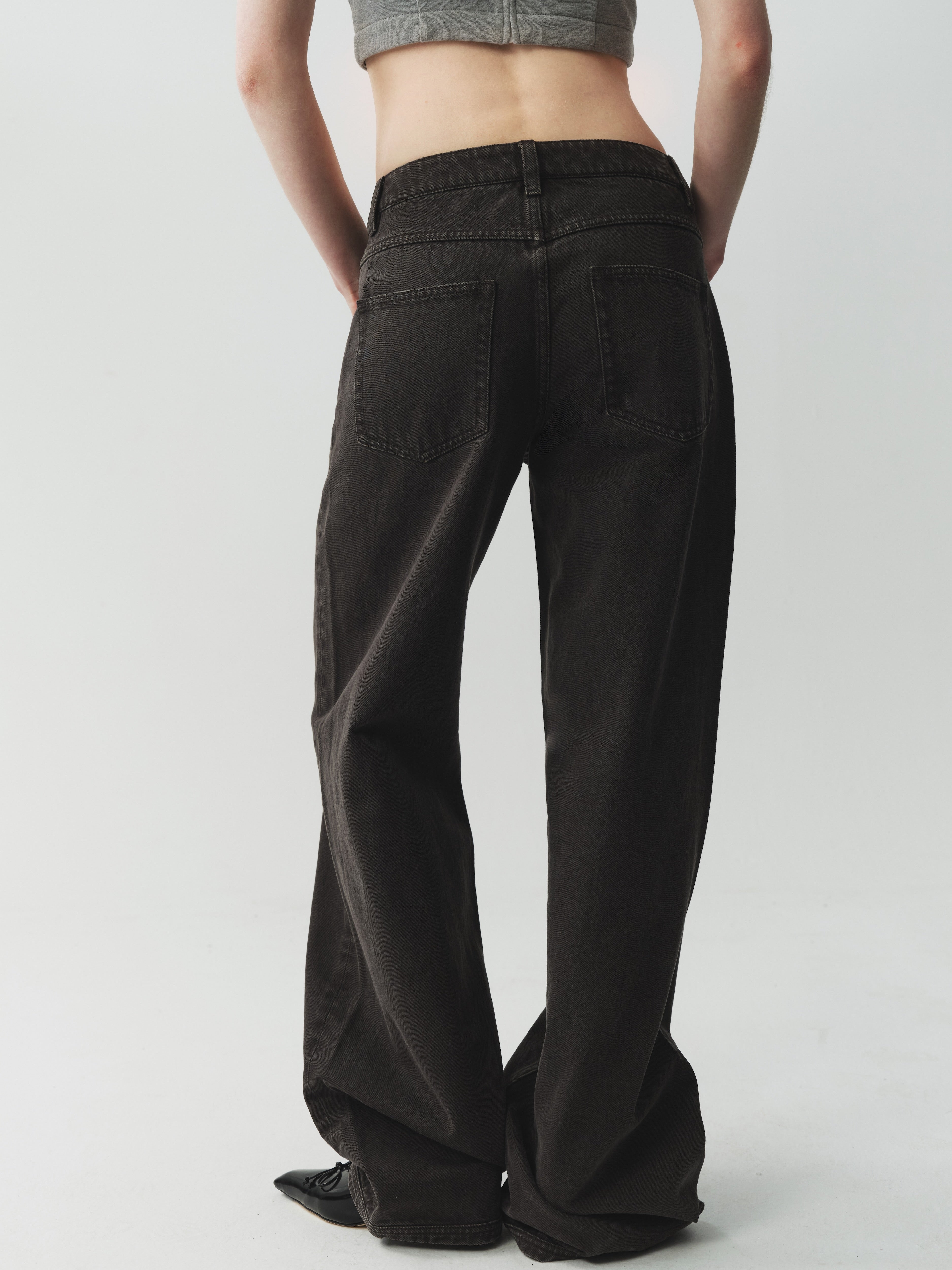 Paneled Jeans With Metal Zipper Waist