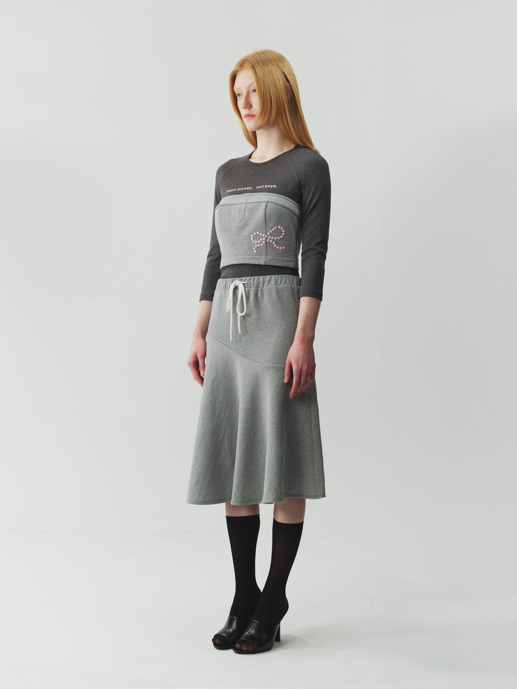 Gray Asymmetrical Cut Skirt