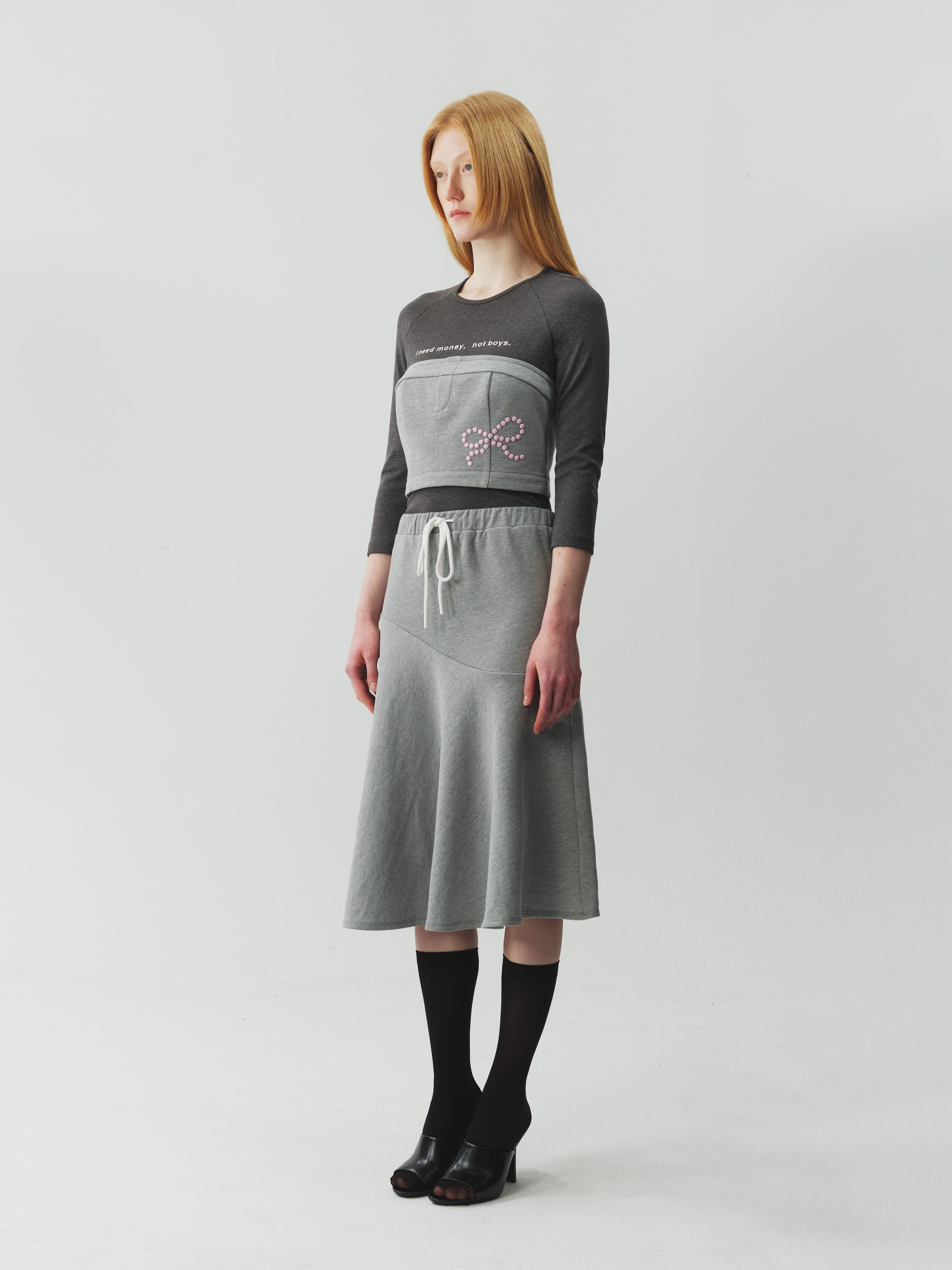 Gray Asymmetrical Cut Skirt