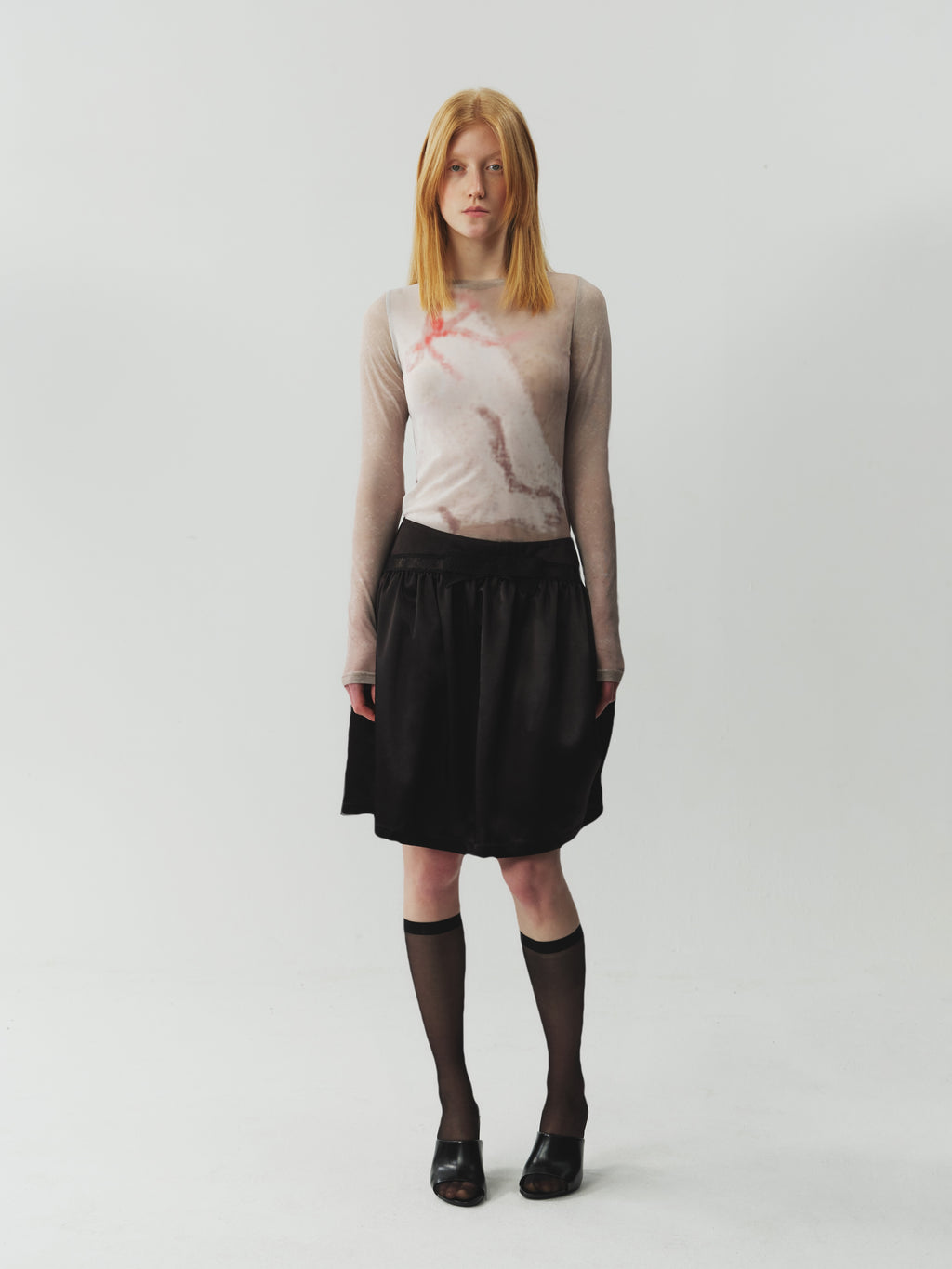 Printed Stretch Mesh Top