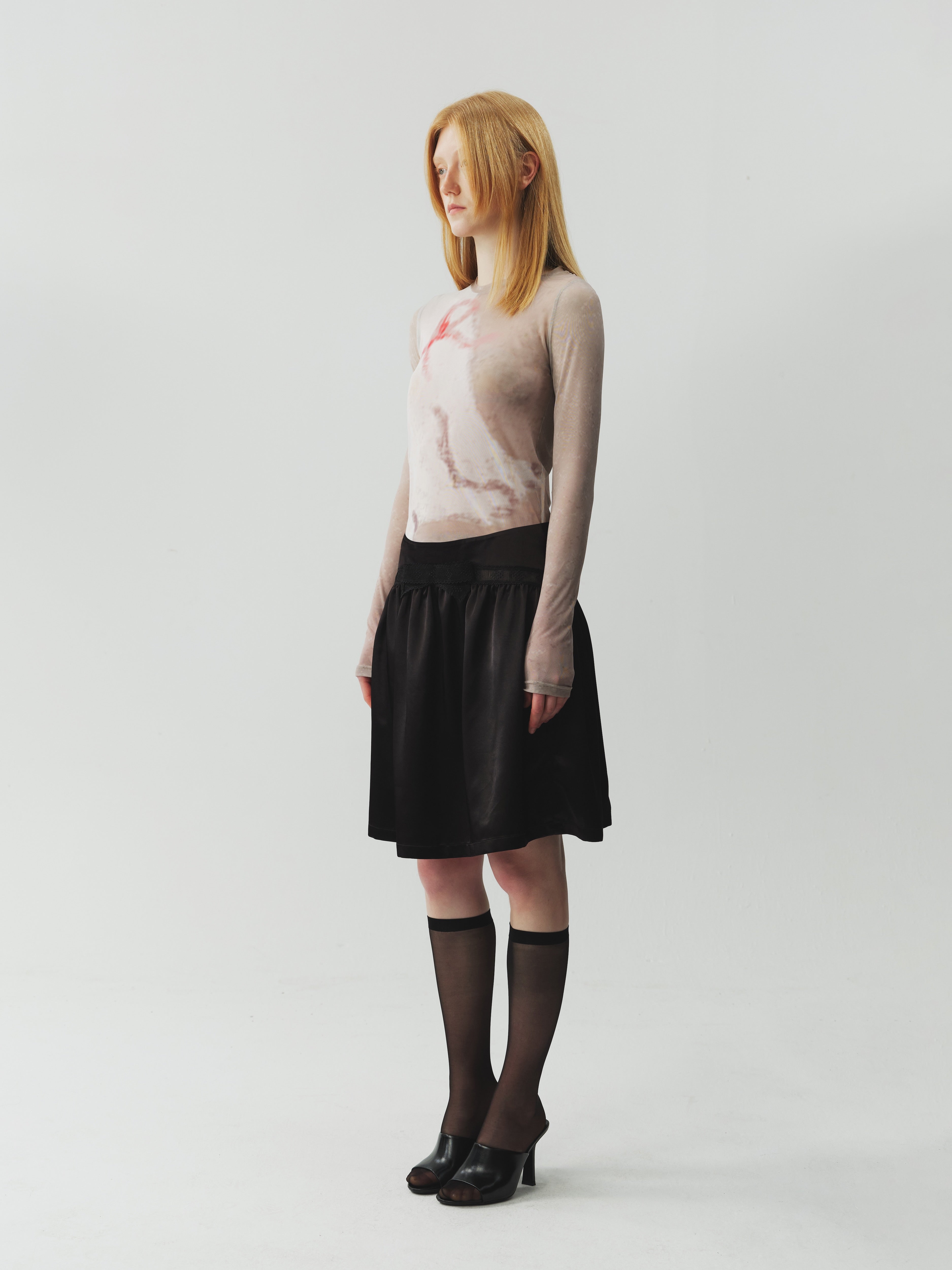 Printed Stretch Mesh Top