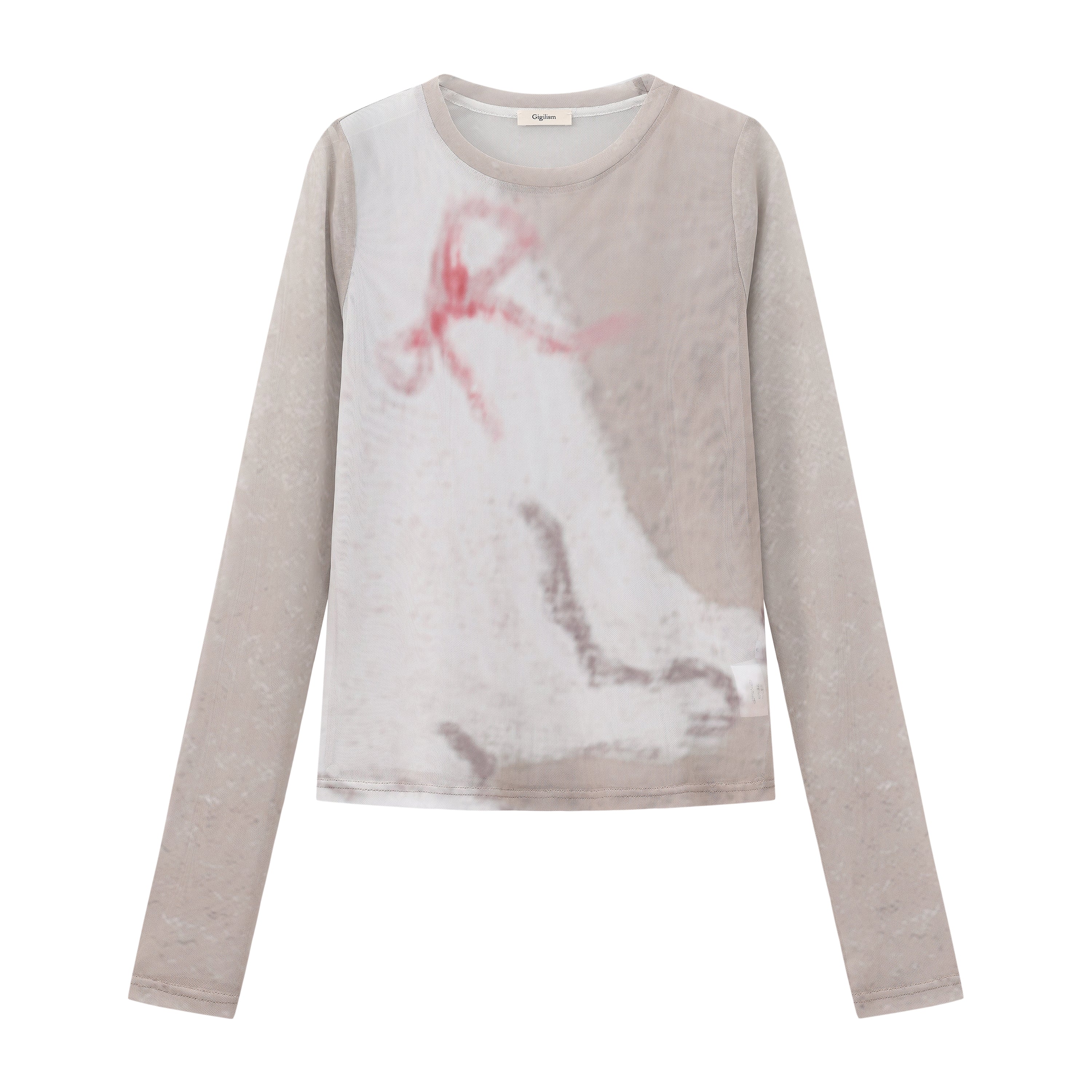 Printed Stretch Mesh Top