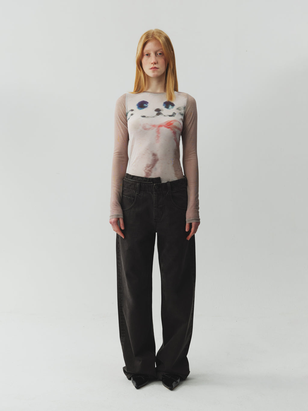 Printed Stretch Mesh Top