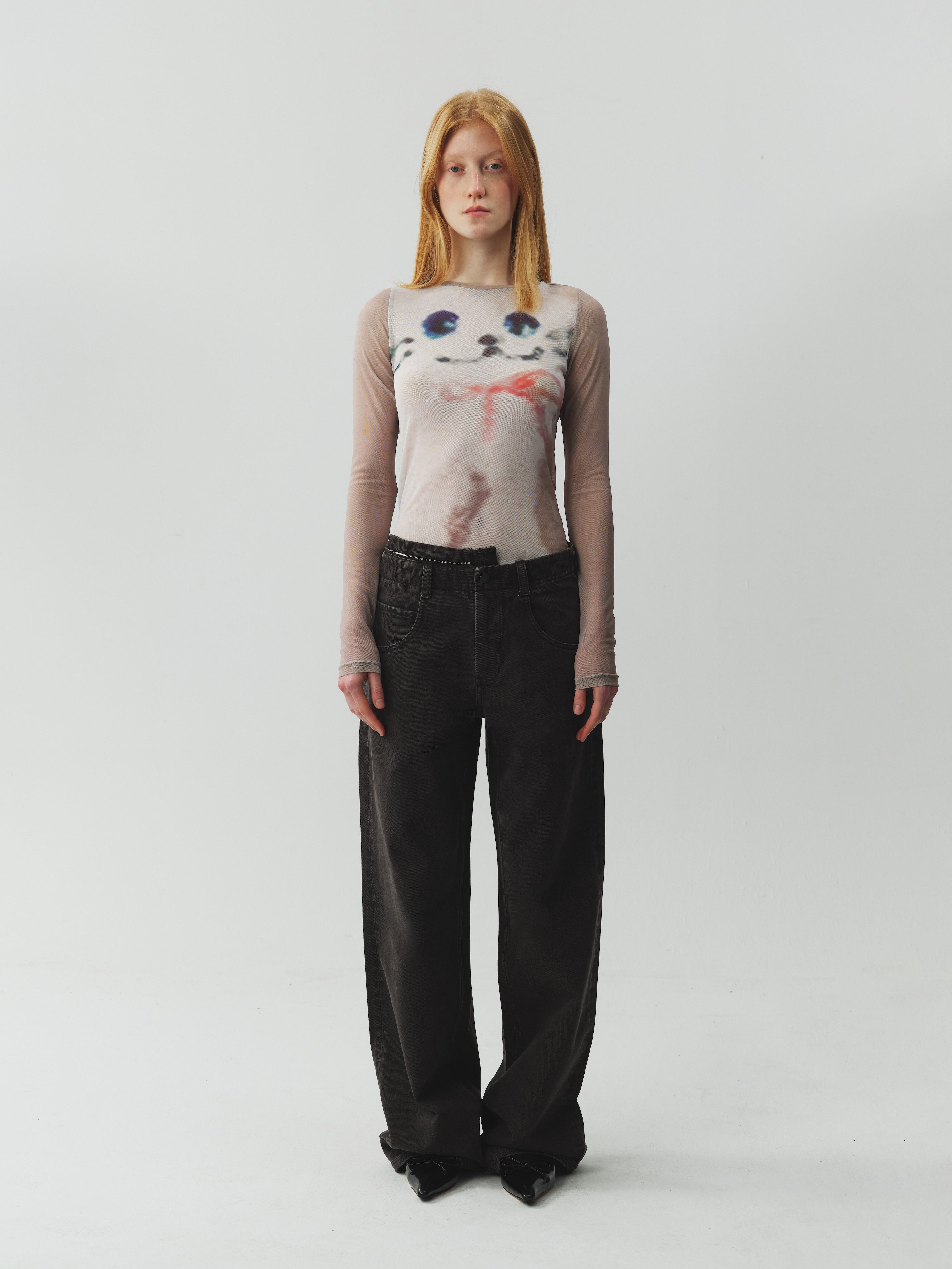 Printed Stretch Mesh Top
