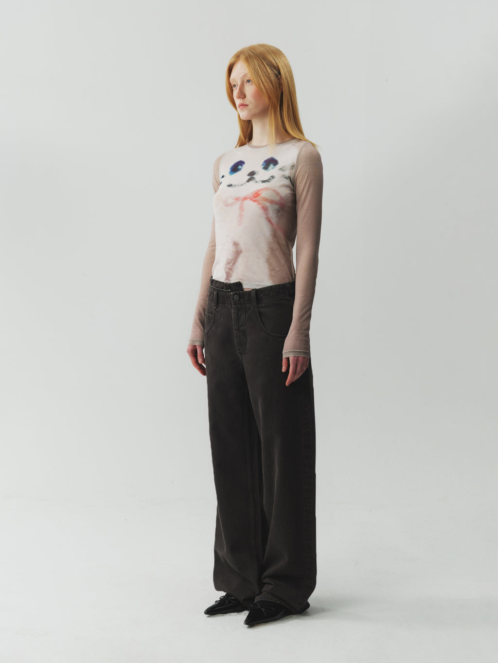 Printed Stretch Mesh Top