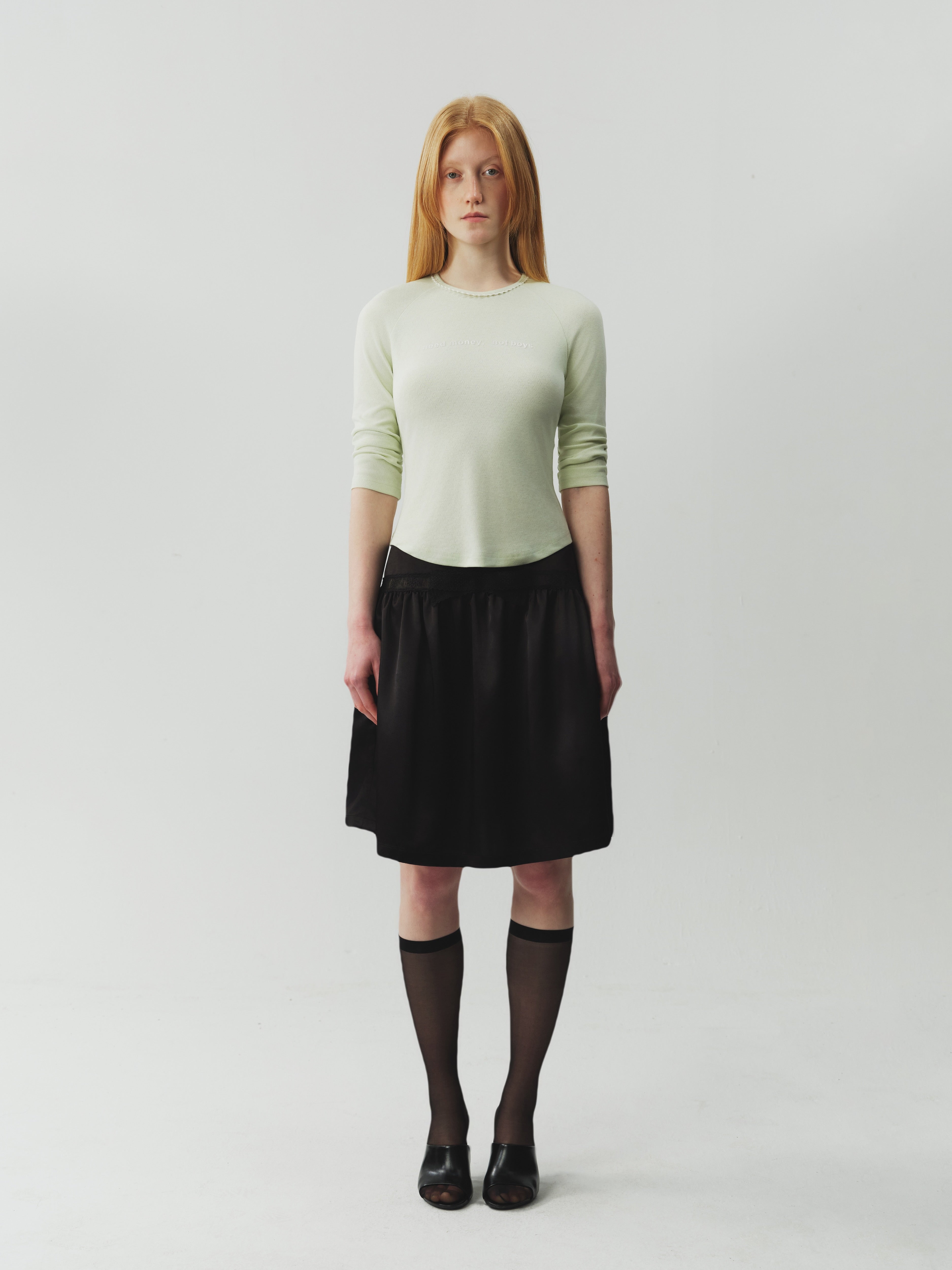 Acetate Combined Lace Skirt with Cut-Out Detai