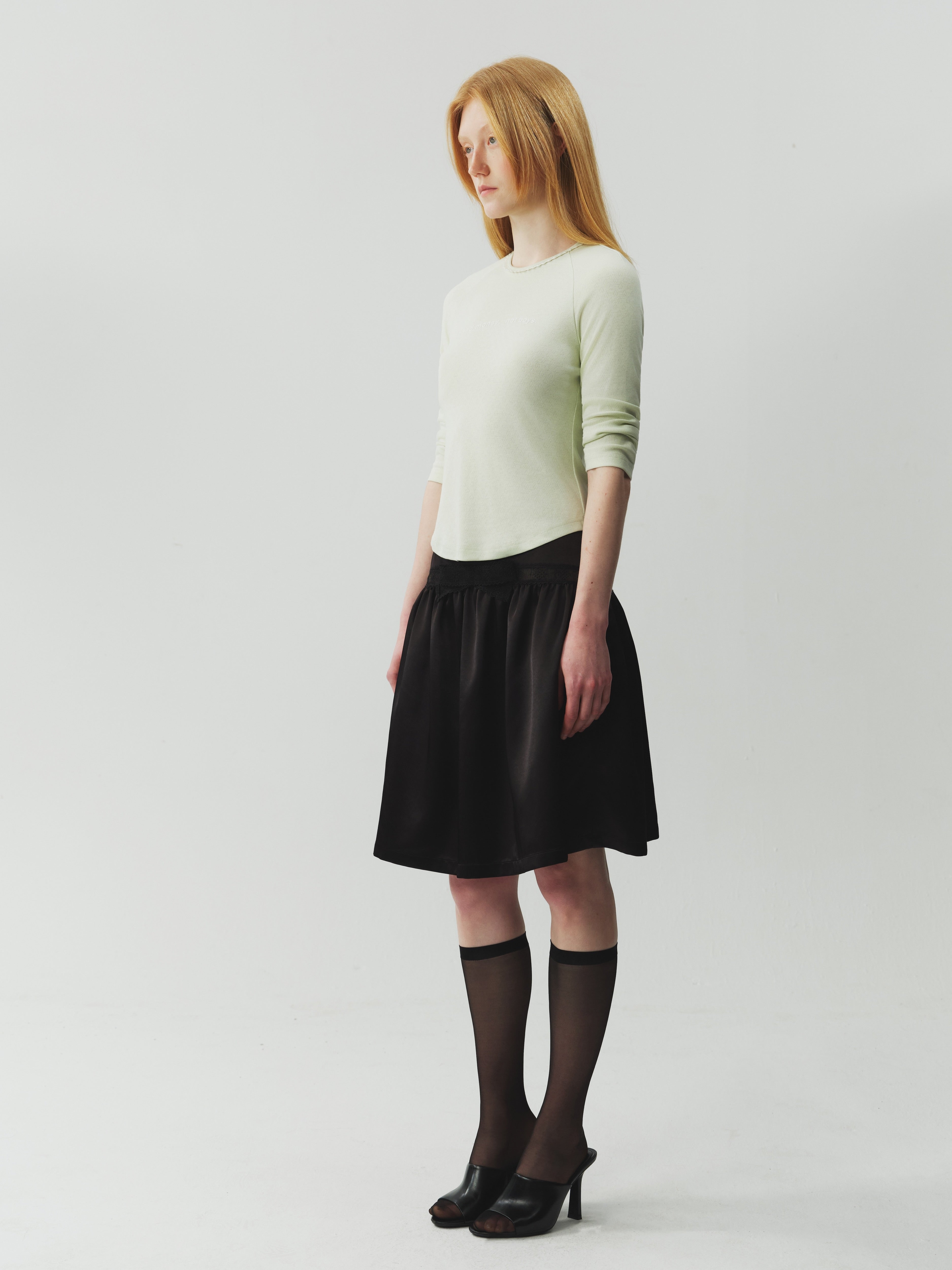 Acetate Combined Lace Skirt with Cut-Out Detai