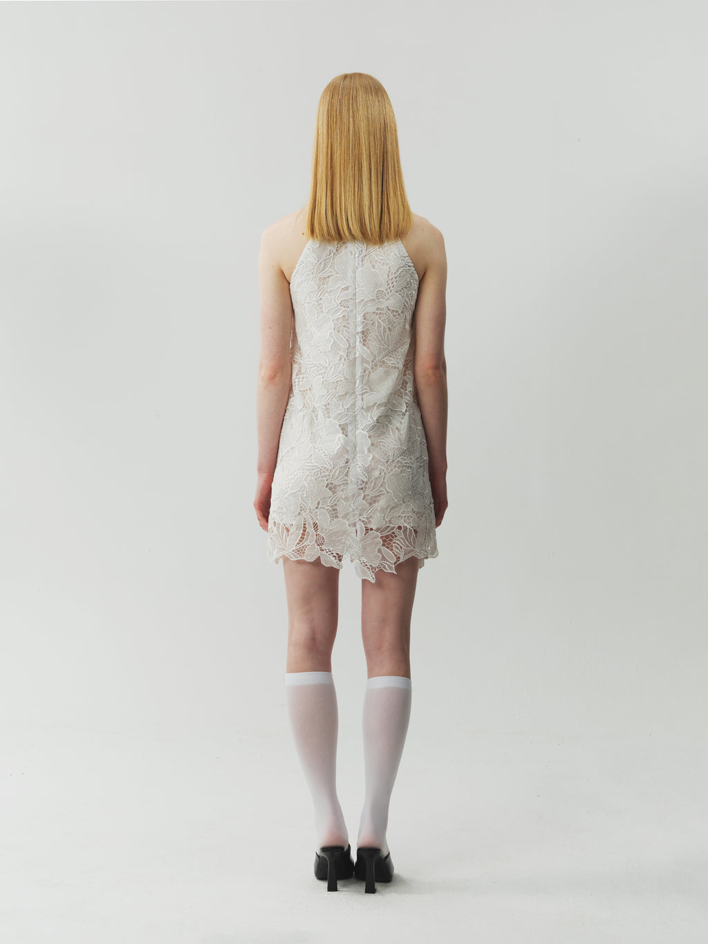 Lace Sleeveless Dress with Cut-Out Detail