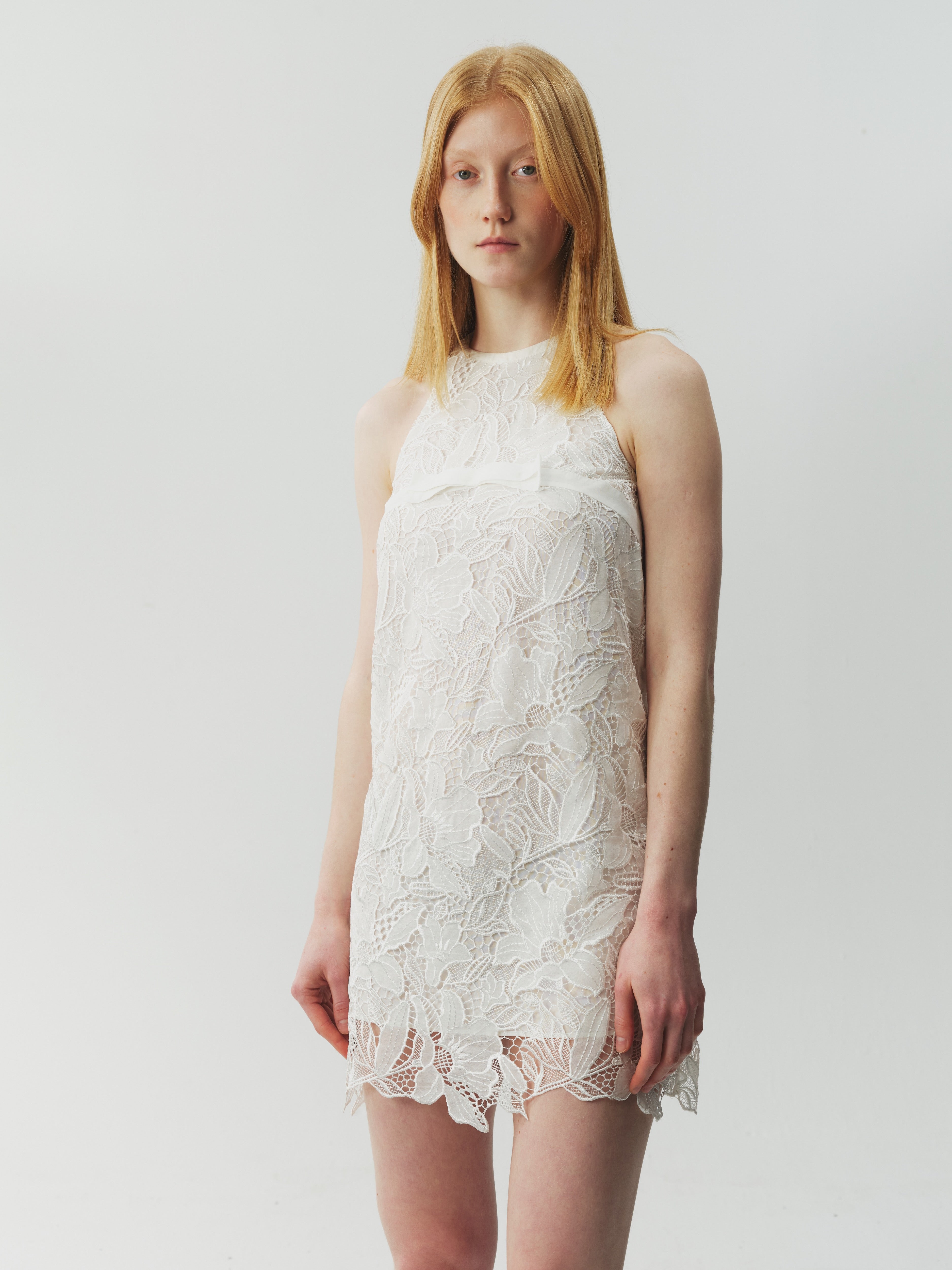 Lace Sleeveless Dress with Cut-Out Detail