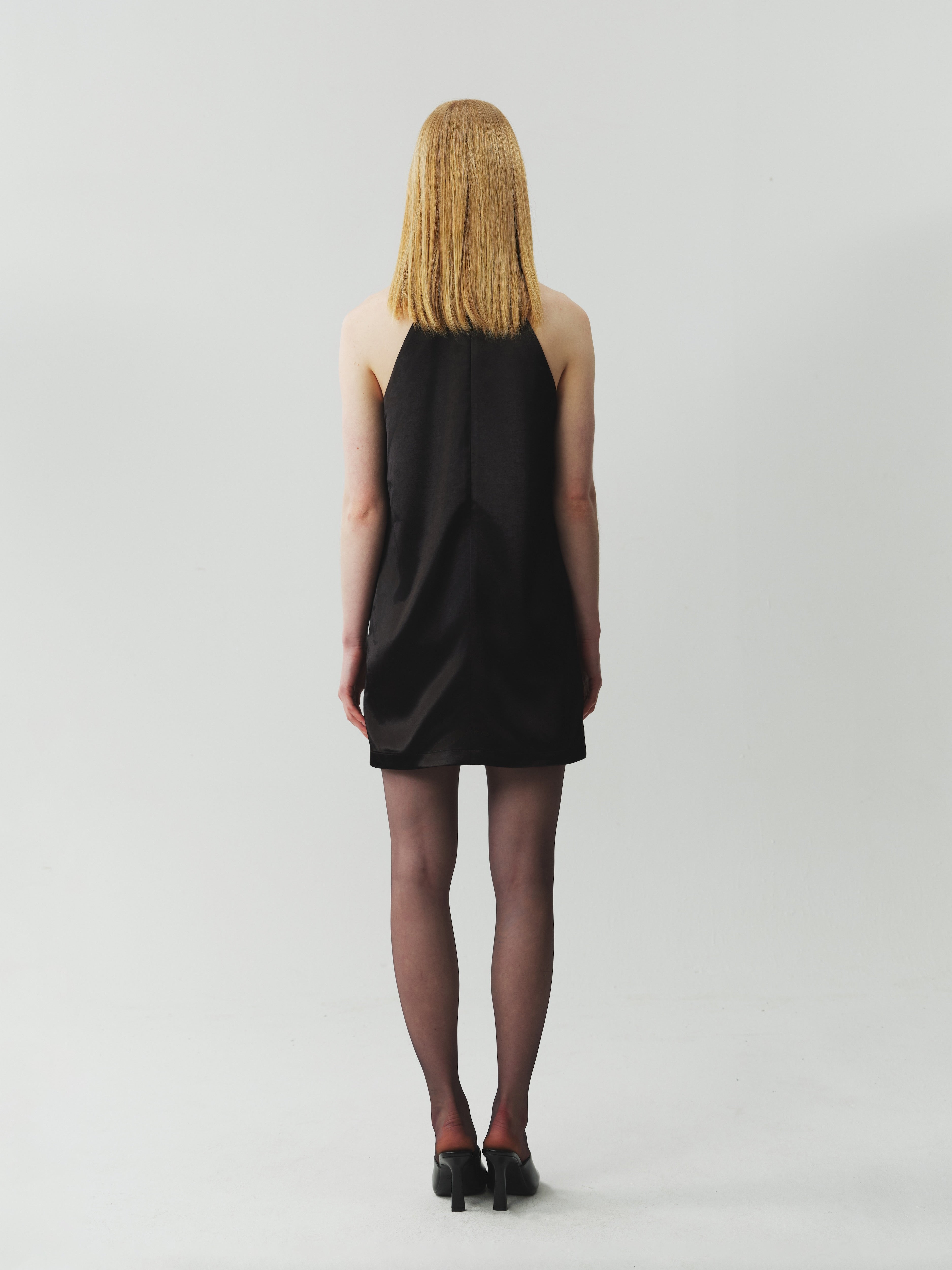 Acetate Combined Lace Sleeveless Dress with Cut-Out Detai