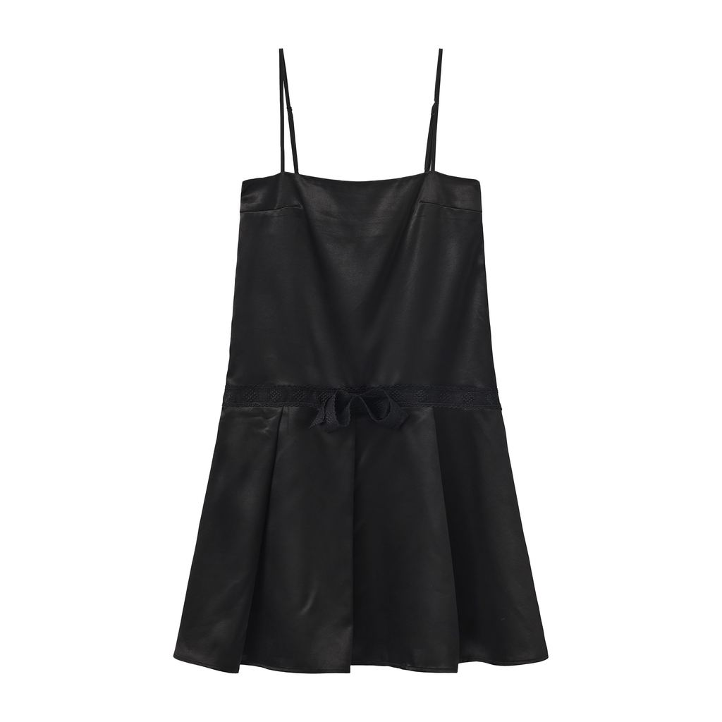 Acetate Combined Lace Dress with Cut-Out Detail