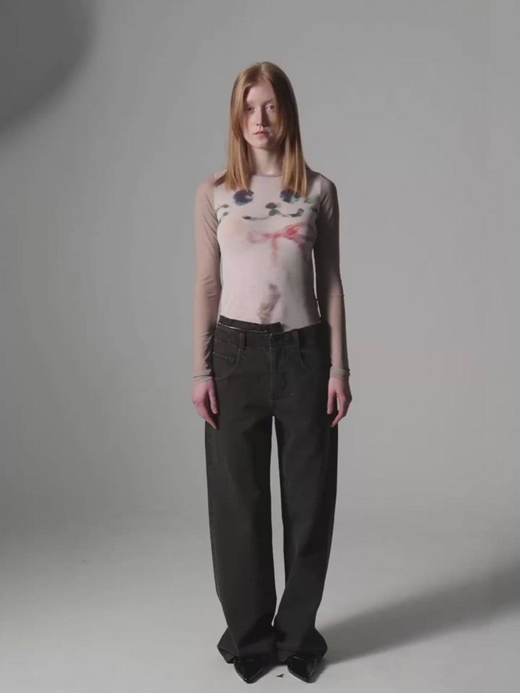 Printed Stretch Mesh Top