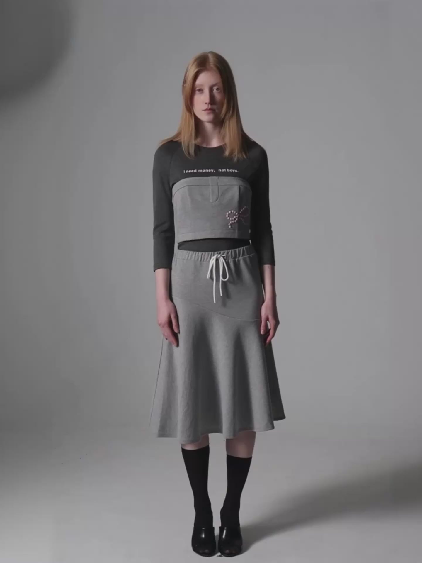 Gray Asymmetrical Cut Skirt