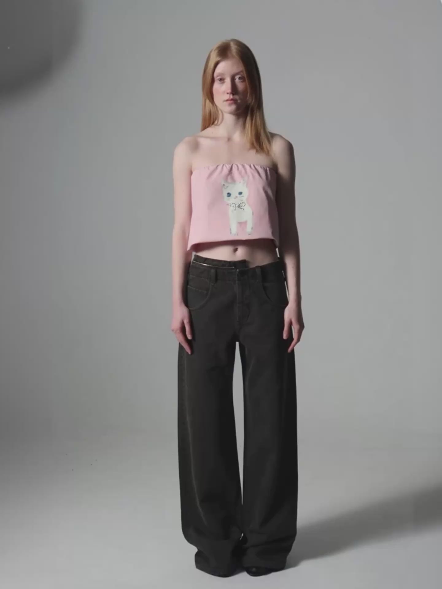 Paneled Jeans With Metal Zipper Waist